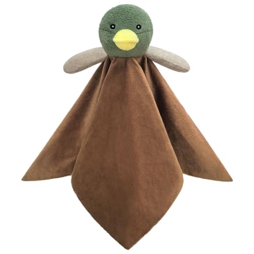 Doindute Baby Mallard Duck Soft Stuffed Animal Security Blanket, Green Duck Plush Character Lovey Blanket, Baby Shower/Nursery Gift, Newborn Infant Toddler Snuggle Blankie for Boys Girls, 14 Inches