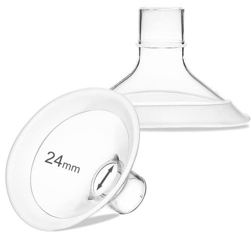 PumpMom-us 24mm Oval Flange Breast Shields Compatible with Medela Breast Pump Parts, Replace Flange for Pump in Style Parts Symphony Parts Swing Maxi Harmony and Personalfit Flex