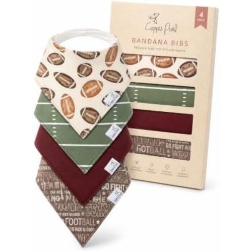 Copper Pearl Baby Bibs 4 Pack, Bandana Drool Bibs for Baby Girl & Boy, Soft Cotton Bibs for Drooling and Teething