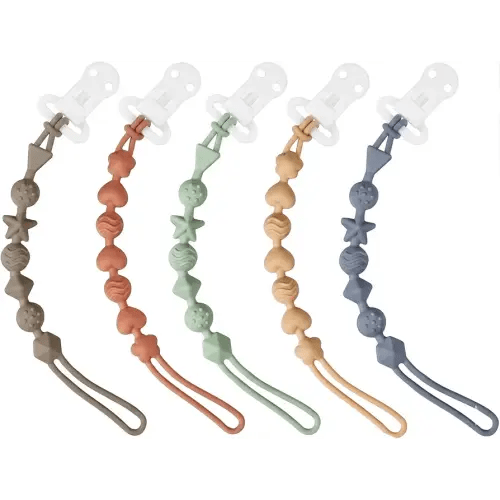 PandaEar 5 Pack Silicone Pacifier Clips, One Piece Design Baby Soother Clips Pacifier Holder for Teething Teethers : Amazon.co.uk: Baby Products