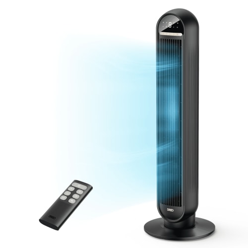 "Dreo 36"" Tower Fan with Remote, 90° Oscillating, 24 ft/s Velocity, LED Display, 4 Speeds, 8H Timer, Quiet for Bedroom"