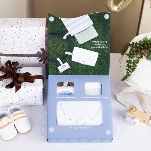 Ubbi on-the-Go Gift Set, Includes Portable Changing Pad, Wipe & Bag Dispenser,Unisex