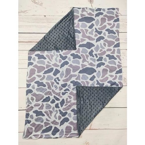 Gray camo Minky Baby Blankets