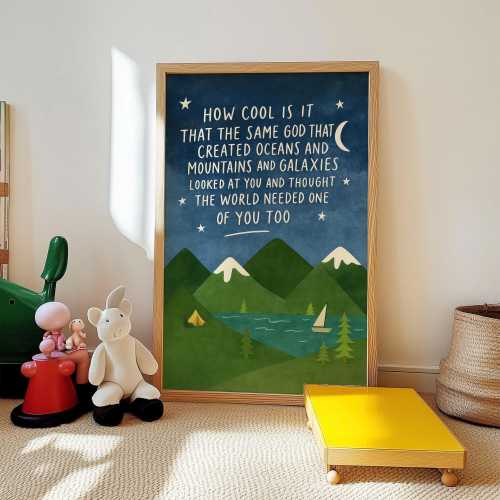 Same God Creation Wall Art Mountain Nursery Wall Deco Inspirational Quotes Art for Christian Boy Room Gift for Boy Adoption Gifts - POSTER