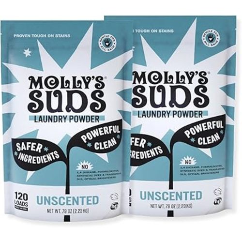 Molly's Suds Original Laundry Detergent Powder | Clean Laundry Detergent Powder for Sensitive Skin | Simple, Effective Ingredients, Stain Fighting | 240 Loads (Unscented)