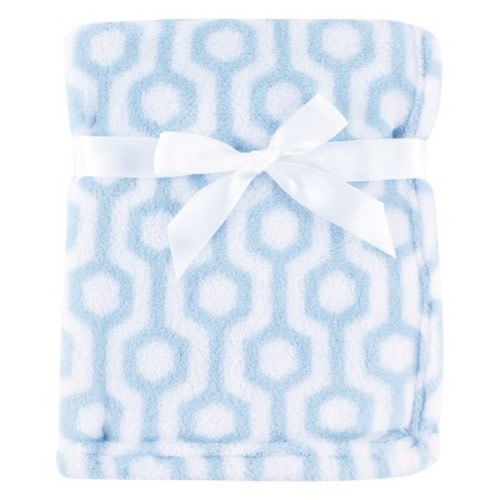 Luvable Friends Unisex Baby Coral Fleece Blanket, Blue Hexagon, One Size