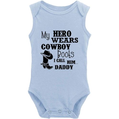 Daddy Wears Cowboy Boots Cotton Climbing Bodysuit Long Sleeve Romper Jumpsuit Baby Girls Boys