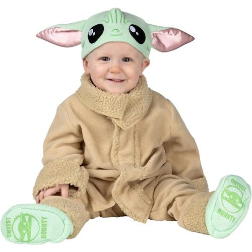 Star Wars Grogu Official Infant Deluxe Costume - Premium Quality Minky Fabric and Non-Slip Grip Booties