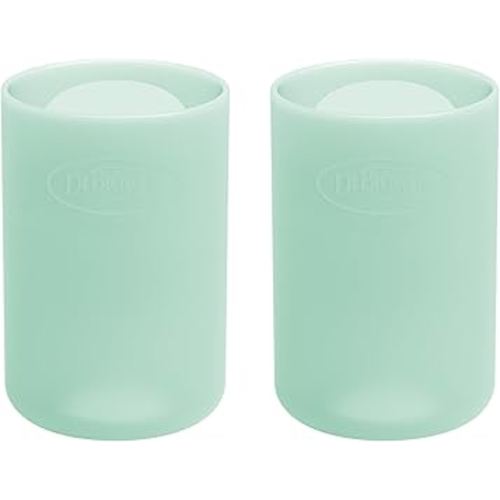 Dr. Brown's Options+ Narrow Glass Bottle Sleeves, 100% Silicone, Mint, BPA-Free, 4 oz, 2-Pack