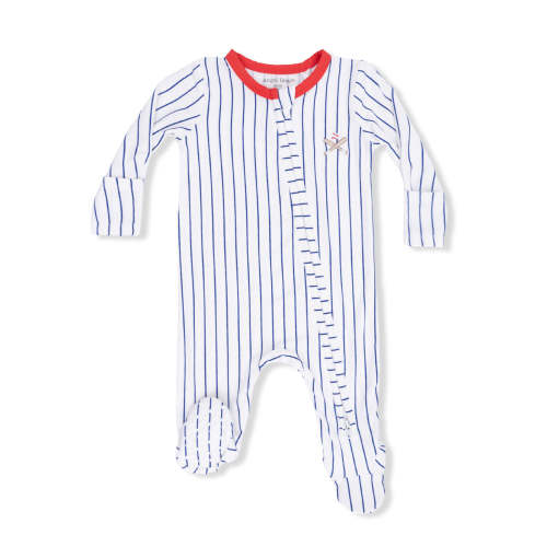 2-Way Zip Footie, Baseball Stripe