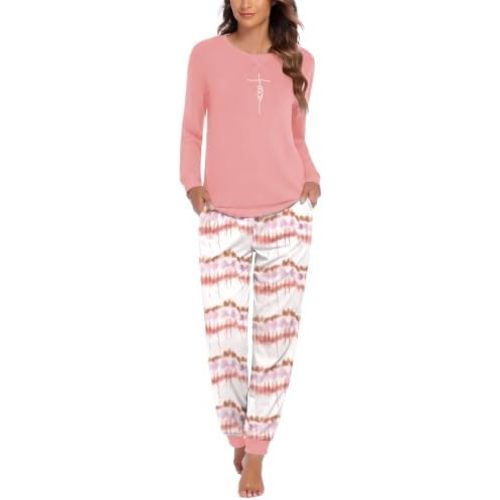 Ekouaer Pajamas for Women Comfy Long Sleeve Jogger Set Lounge Pjs Set
