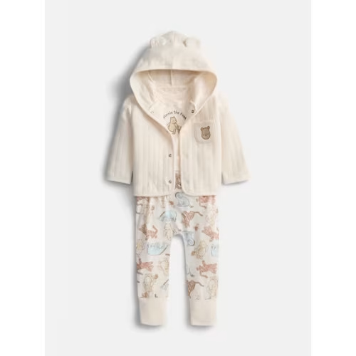 Disney Baby Wishes + Dreams Winnie the Pooh Hooded Cardigan, Bodysuit and Pants Set, 3-Piece, Sizes 0/3M-18M