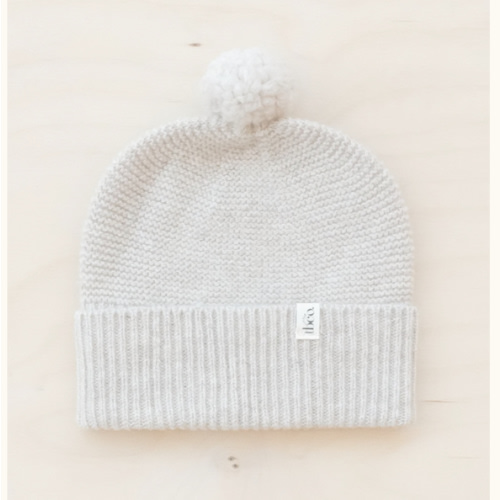 Merino Wool Baby Beanie in Oatmeal Melange