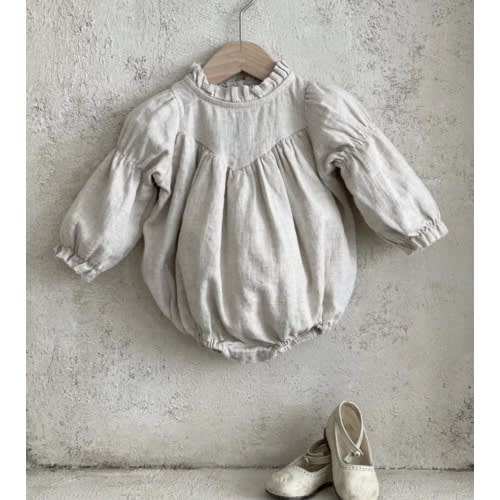 Linen Shirred Ruffle Romper
