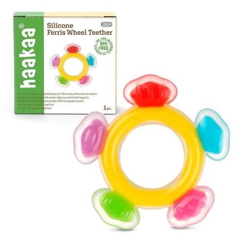 Haakaa Silicone Palm Teether for Babies 3 Months and Up, Easy-Grip Ring
