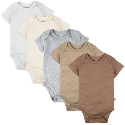 HonestBaby 5-pack Short Sleeve Bodysuits One-piece 100% Organic Cotton for Infant Baby Boys