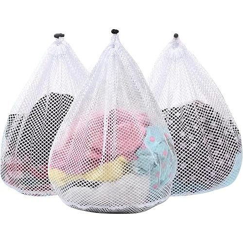 3 Pack XXL Mesh Laundry Bags for Delicates, Extra Large Laundry Wash Bags for Clothes,Bed Linen,Toys with Drawstring Closure Sturdy(3 XXLarge 28 x 26 Inches)