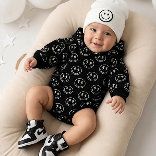 Hooded Bubble Romper  | Electric Smiley