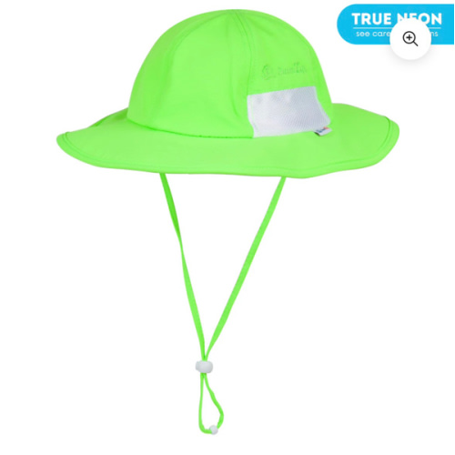 Kids Wide Brim Sun Hat "Fun Sun Day Play Hat" - Neon Lime Green