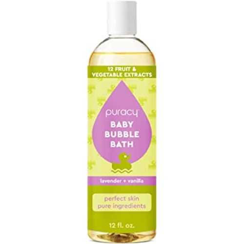 Puracy Bubble Bath for Children, Gently Scented with Real Lavender & Vanilla, 98.75% Natural Baby Bubble Bath, Plant-Based Moisturizers for All Skin Types, Tear-Free for Daily Use, 12 Fl Oz