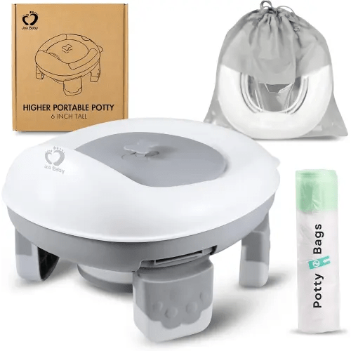 Higher Portable Potty for Toddler – Travel Potty Seat for Toddler with Lid – Car Potty for Kids – Portable Toilet for Travel – Anti-Slip, 6 Inch Elevated Design