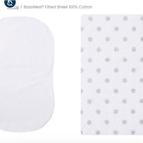 HALO - BassiNest Fitted Sheet 100% Cotton | Grey Pin Dot - white
