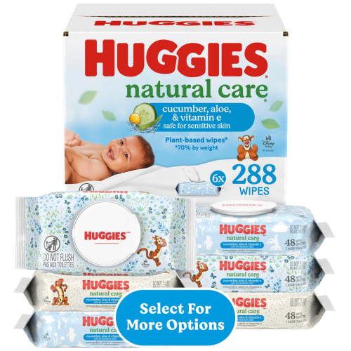 Huggies Natural Care Baby Wipes, Scented, 6 Pack, 288 Ct, Hypoallergenic, Dermatologist Tested