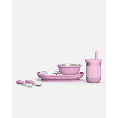 Stainless Mealtime Essentials - 5pc Set - Bubble Gum