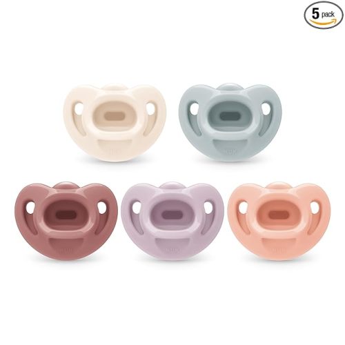 NUK 100% Silicone Comfy Orthodontic Pacifiers, 0-6 Months, Pink Fashion, Timeless Collection, 5 Count