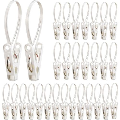 Honeydak 30 Pack Baby Hangers with Clips for Pants Sock, White
