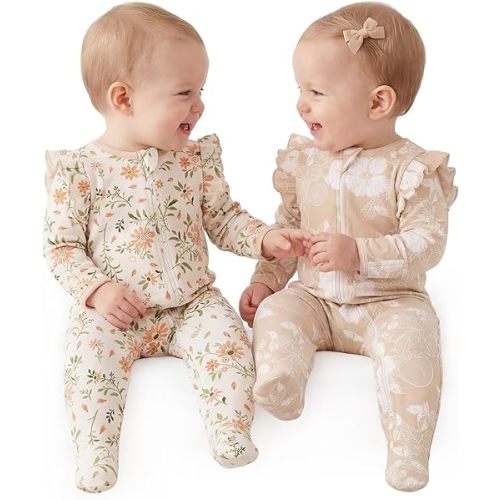 Yoofoss Baby Sleepers Baby Girl Clothes 100% Cotton Pajamas for Newborn 0-3 3-6 6-9 Months Sleep and Play Pjs