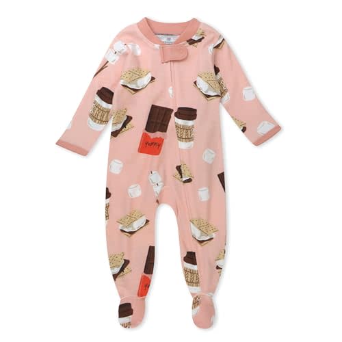 HonestBaby Sleep & Play Footed One-Piece Pajama Sleeper 100% Organic Cotton, Baby Girls