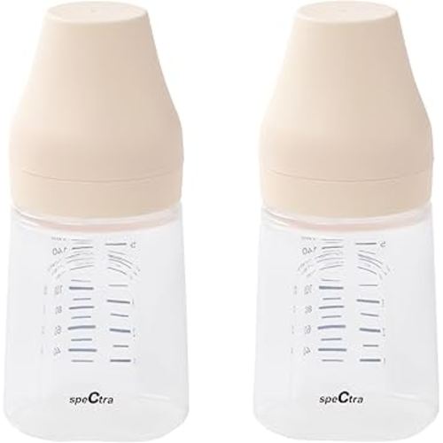 Spectra - Wide Neck Baby Bottles - Compatible with Spectra Breast Milk Pump Flanges (Pack of 2)