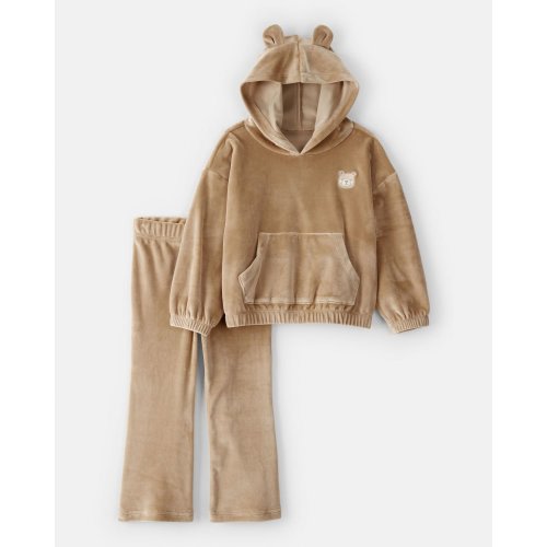 Toddler Girl Bear Velour Hoodie & Pant Set - Brown - Carter's | Carter's