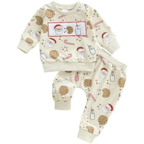 Infant Baby Boy Christmas Outfit Long Funny Shirt Pant Set Toddler First Christmas Clothes 6 12 18 24 Months 2T