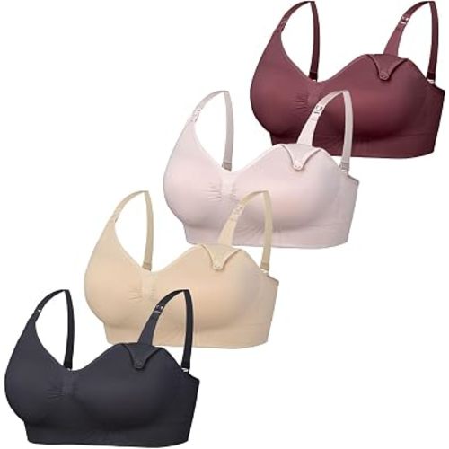 Womens Seamless Breastfeeding Nursing Bra Maternity Bralette 4 Pack