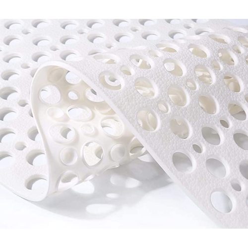 Nonslip Bath Tub Shower Mat with Suction Cups, Extra Soft TPE Bath Mat for Kids, Bathtub Bathroom Mats, Machine Washable, Smooth/Non-Textured Tubs Only, 30L x 17W Inch(White)