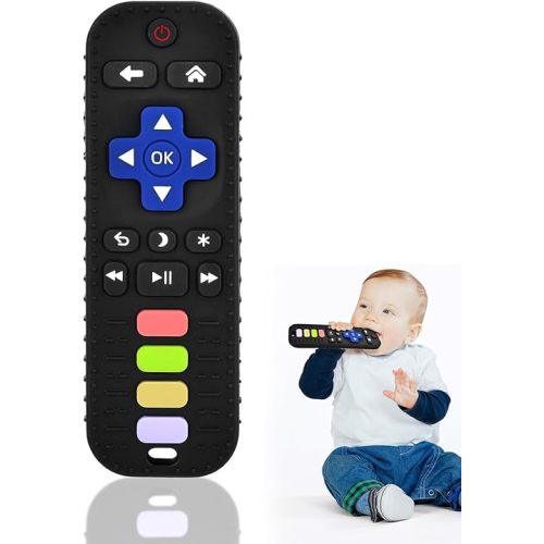Baby Silicone Teething Toys, Simulation TV Remote Control Shape Teether Toys for Toddlers 3-18 Months, Boys Girls Baby Teething Toys, Babies Chew Toys, Freezer BPA Free