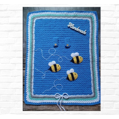 Crochet Bee Car Seat Canopy – Handmade Baby Blanket, Stroller Cover