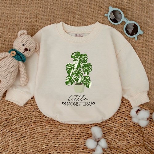 Little Monstera Romper, Monstera Plant Baby Bodysuit, Mama's Little Monstera Clothes, Gender Neutral, Baby Announcement, Baby Shower Gift