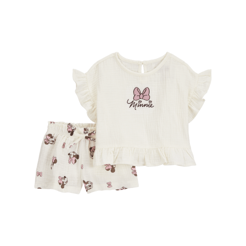 Baby 2-Piece Minnie Mouse Flutter-Sleeve Gauze Top & Short Set - Cream - Carter's | Carter's