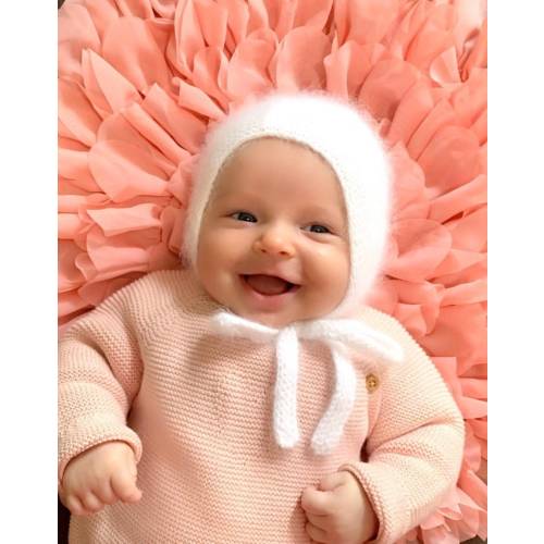 Baby Bonnet Baby Hat Knit Baby Bonnet Handmade Hat Angora Baby Bonnet  Knits for Kids Girl Bonnet Newborn Bonnet Photo Props Bonnet