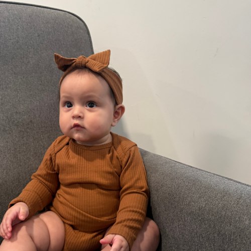 Organic Cotton Baby Bodysuit Brown - Long Sleeve | Little Alii