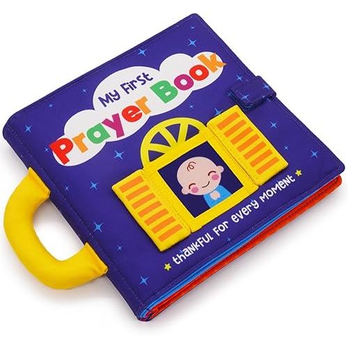 My First Prayer Book | Personalized Prayer Photo Book Album for Newborn, Infant, Baby Toddler, Godchild, Birthday, Baptism, Christening or Dedication (Blue)