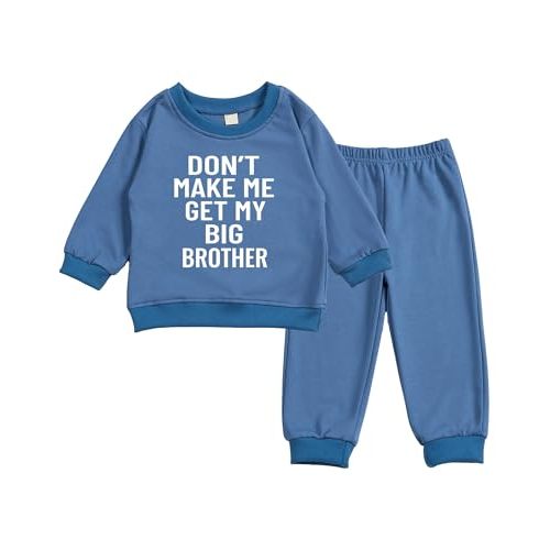 Toddler Baby GET MY BIG BROTHER Long Sleeve Sweatshirt Top Jogger Pants Set Cute Fall Winter Clothes Set