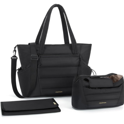 mommore Diaper Bag Tote with Stroller Organizer Puffer Bag Large Capacity Baby Bag with Changing Pad for Travel, Hospital