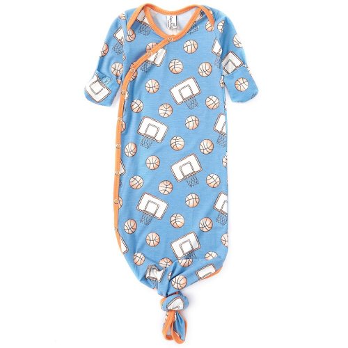Copper Pearl Baby Boys Dunk Basketball Print Long Sleeve Knotted Gown