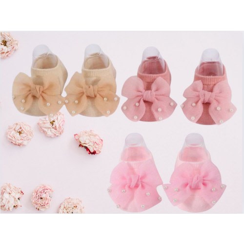 Pink Newborn Socks | Infant Socks With Bow | Heirloom Clothing | Baby Socks | Newborn Pictures | Princess Socks