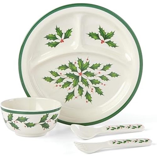 Lenox 885787 Holiday-Children's 4-Piece Dinner-Set, Christmas Dinnerware, Hosting
