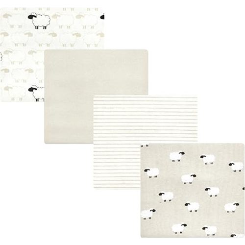 Hudson Baby Unisex Baby Cotton Flannel Receiving Blankets, Taupe Sheep, One Size